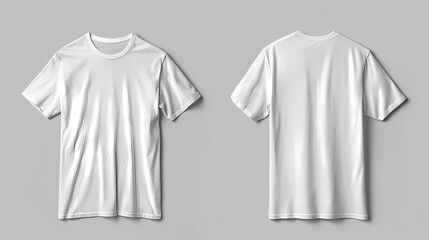 Blank White T-Shirt Front and Back on Neutral Background