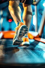 close-up of an athlete's legs on a treadmill
