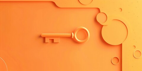 Stylized key on orange background