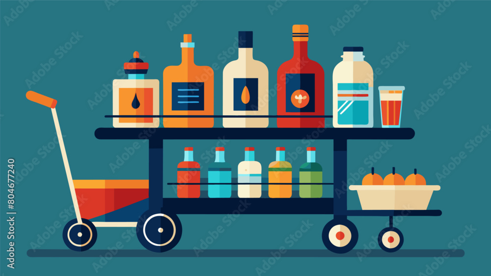 Poster a wellstocked bar cart with a selection of fine wine and whiskey for a relaxing listening session. v