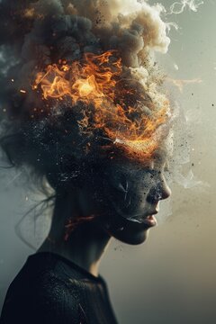 Creativity concept with a brain exploding in colors. Mind blown concept