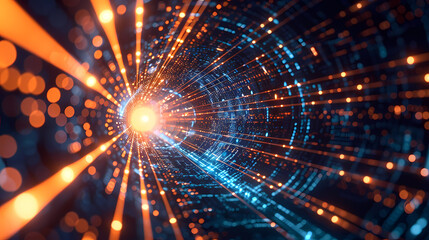 Fototapeta premium Cyber Stream: Racing Through Data