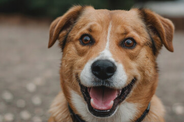 Blurred face of a dog against a nature backdrop, evoking an air of mystery and intrigue