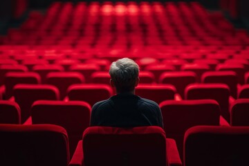 Dedicated Actor man at chairs in theater. Role empty. Generate Ai