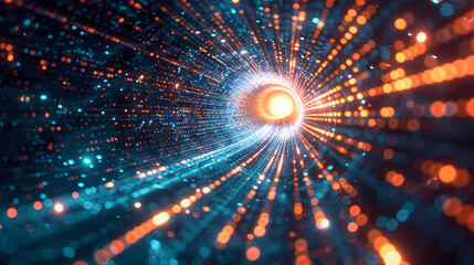 Naklejka premium Cyber Stream: Racing Through Data