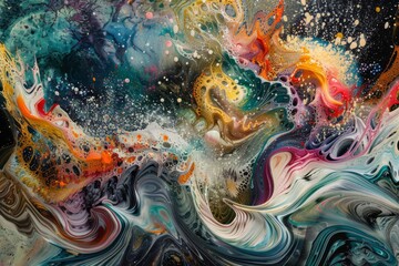 vibrant surrealistic 3d painting with flowing textures and colorful explosions