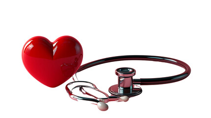 Heart and Stethoscope on Solid Color 3D Render