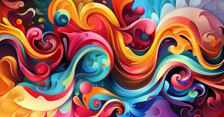 Obraz premium abstract colourful background with swirl and wave patterns, colorful fusion wallpaper