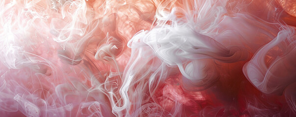 The abstract beauty of smoke, with swirls of soft pink and white creating a soothing background,