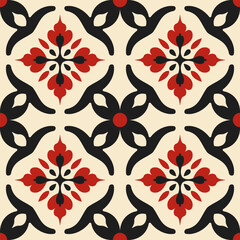 Red and black luxury vector seamless pattern. Ornament, Traditional, Ethnic, Arabic, Turkish, Indian motifs. Great for fabric and textile, wallpaper, packaging design or any desired idea.