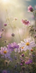 Fototapeta premium Beautiful sparkling flowers. AI generated illustration