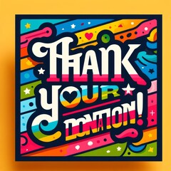 Fototapeta premium Colorful Thank You Donation Poster with Vibrant Typography Design