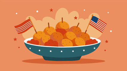 Freedom Fritters Get a taste of history with these crispy fritters made with dried corn and es a popular dish a revolutionary soldiers.. Vector illustration