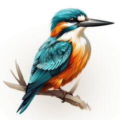 Fototapeta premium Watercolor Kingfisher vector, clipart Illustration, Generative Ai