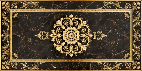 Lavish antique baroque, barocco ornate marble ceiling frame non linear reformation design. elaborate ceiling with intricate accents depicting classic elegance and architectural beauty - obrazy, fototapety, plakaty