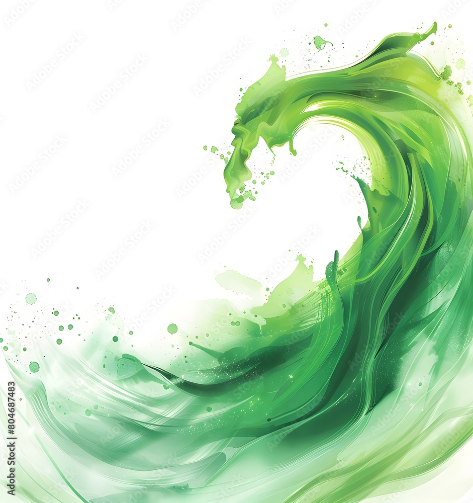 Poster abstract green wavy line vector background design element for your presentation, powerpoint template