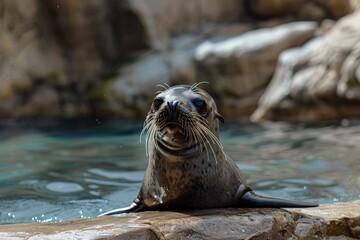 Fototapeta premium grey seal - wildlife - Helgoland 4K. Beautiful simple AI generated image in 4K, unique.