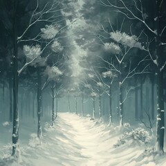 Una impresionante imagen de un bello bosque cubierto de nieve