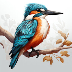 Fototapeta premium Watercolor Kingfisher vector, clipart Illustration, Generative Ai