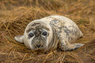 grey seal - wildlife - Helgoland 4K. Beautiful simple AI generated image in 4K, unique.