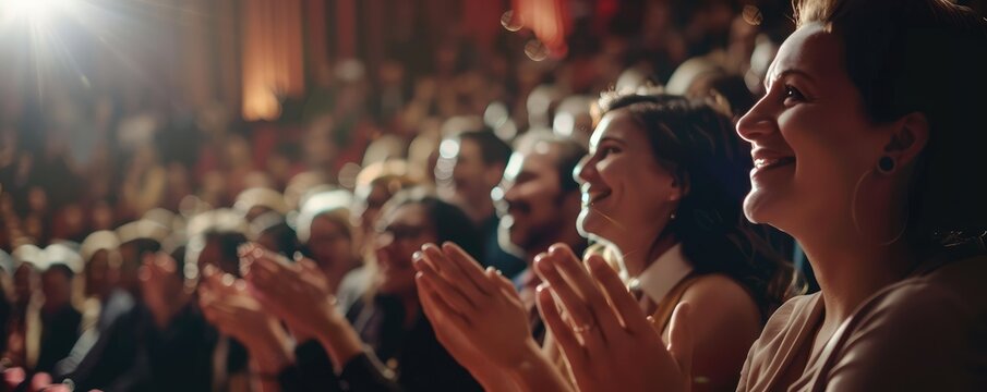 An applauding audience at a theatrical performance, capturing the shared appreciation and excitement.
