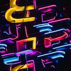 Neon Lights Seamless Pattern Background