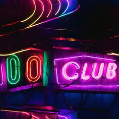 Neon Lights Seamless Pattern Background