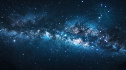 Naklejka premium The image showcases an impressive view of the cosmos with deep blue tones and dense star clusters