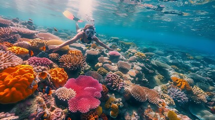 Exploring the colorful reefs snorkeling in the Great Barrier Reef, underwater beauty, YouTube...