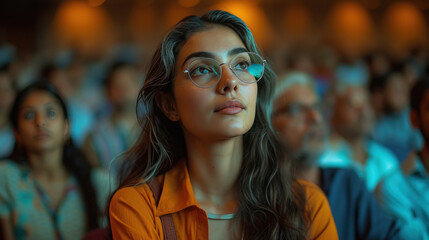 Senior female attention in the seminar hall