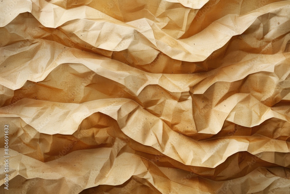 Poster a piece of paper with a brownish color and a wavy texture. the paper is crumpled and has a rough sur