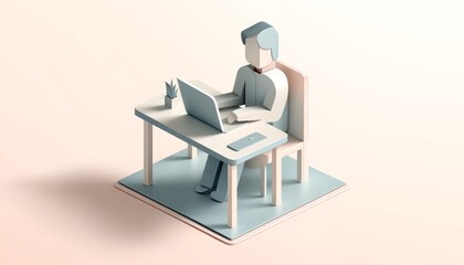 Stylish 3D Paper Art Scene of an Online Shopper