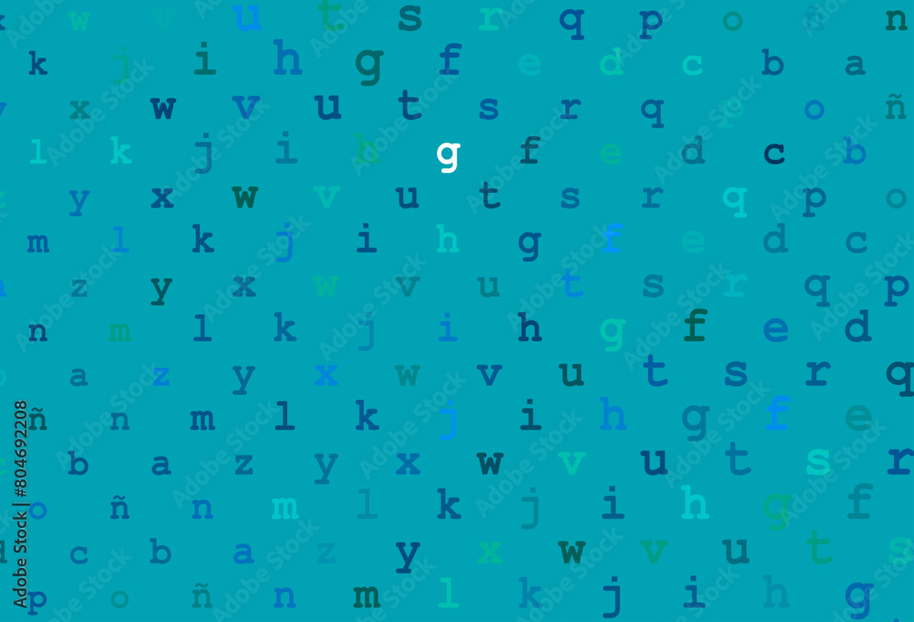Poster light blue, green vector template with isolated letters.