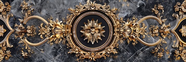 Naklejka premium Lavish antique baroque, barocco ornate marble ceiling frame non linear reformation design. elaborate ceiling with intricate accents depicting classic elegance and architectural beauty
