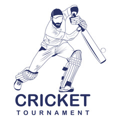 Cricket player, Playing cricket logo, sketch design vector. Icon Symbol. Template Illustration