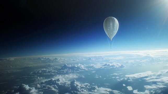 A high-altitude weather balloon capturing data in the stratosphere