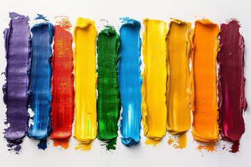 A colorful paintbrush stroke with a rainbow of colors