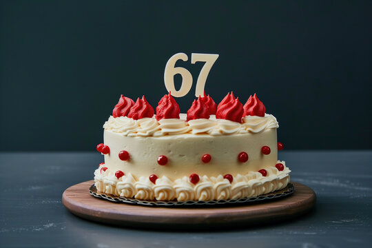 A beautiful birthday cake. 67 years old