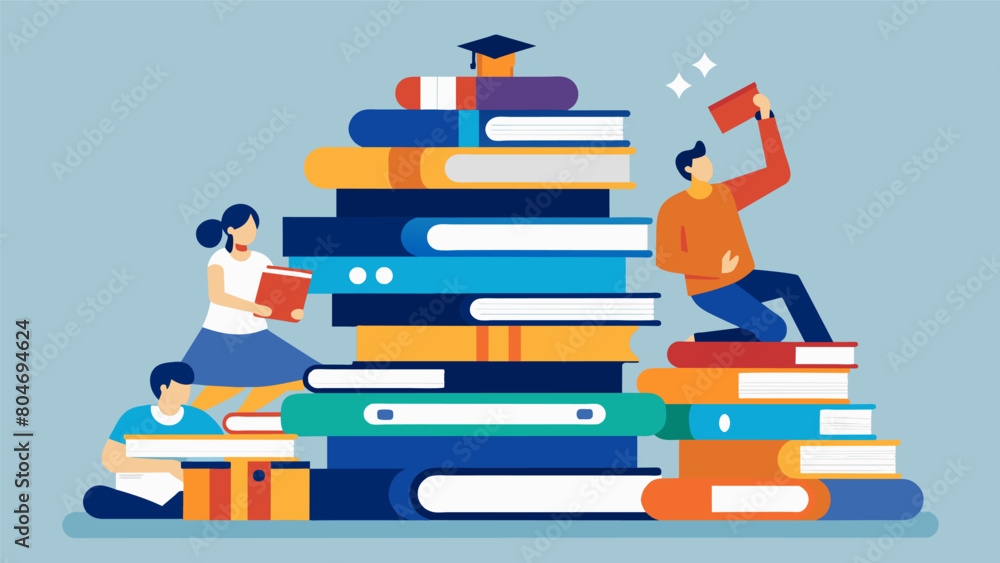 Poster a stack of borrowed books as members eagerly swap and recommend titles to add to each others revolut