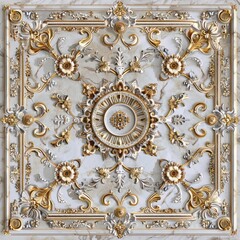 Lavish antique baroque, barocco ornate marble ceiling frame non linear reformation design. elaborate ceiling with intricate accents depicting classic elegance and architectural beauty