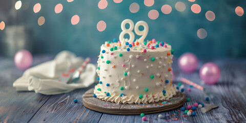 A beautiful birthday cake. 89 years old