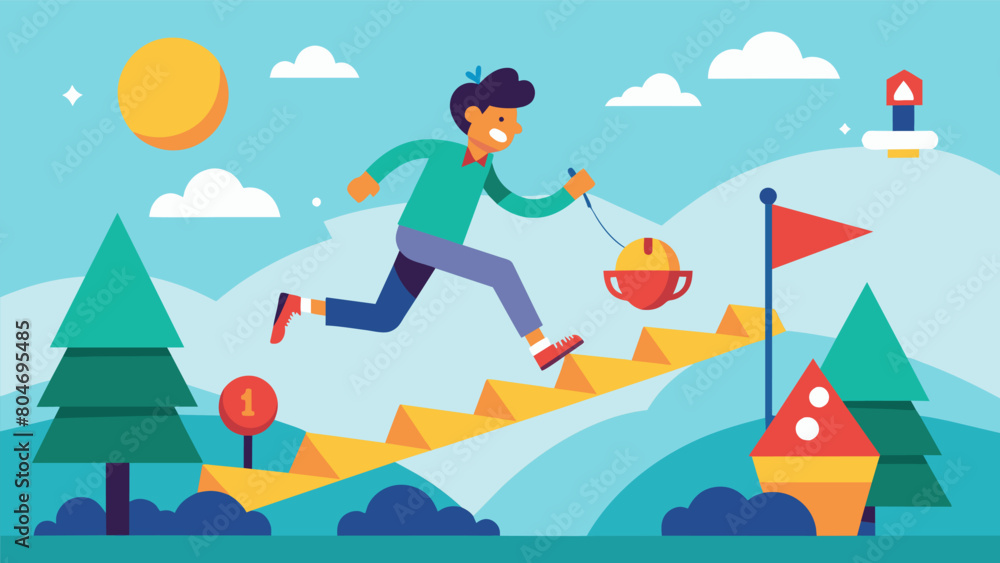Aufkleber navigating through a series of small obstacles challenging your balance and control in a playful and