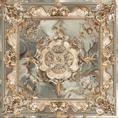 Lavish antique baroque, barocco ornate marble ceiling frame non linear reformation design. elaborate ceiling with intricate accents depicting classic elegance and architectural beauty