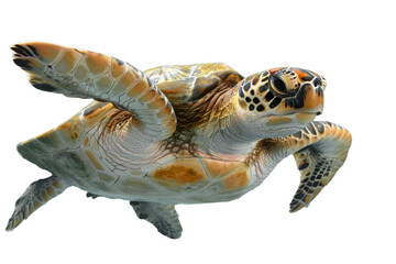 Sea Turtle Swimming Isolated on Transparent
