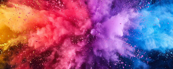 Explosion of colored powder abstract background, featuring vivid colors