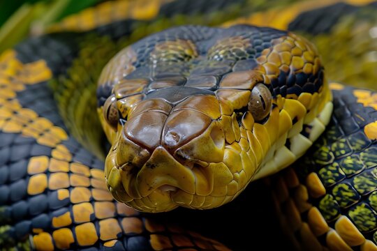 Muscular Anaconda snake. Wildlife reptile amazon. Generate Ai