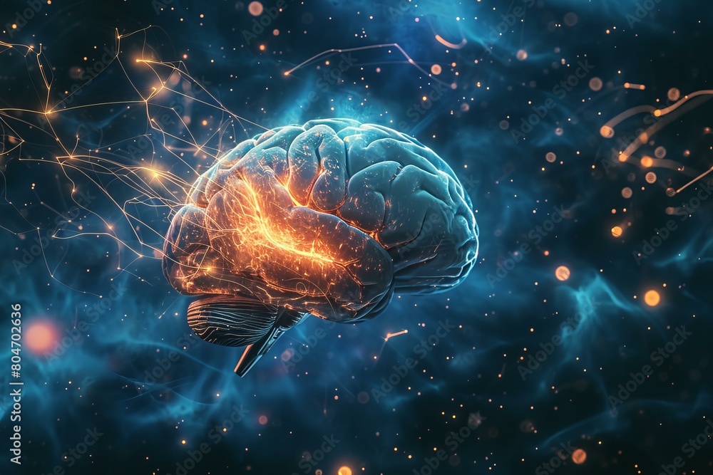 Aufkleber methodical analysis concept brain. ai futuristic network. generate ai