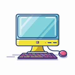 Fototapeta premium Computer icon with keyboard and mouse