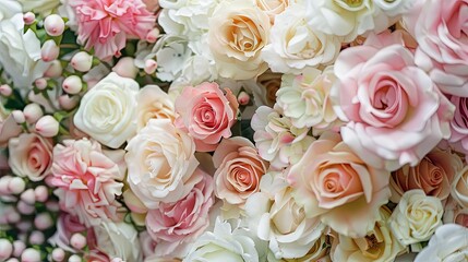 Obraz premium An elegant visual concept intertwining rose bouquets into wedding holiday and floral garden decor styles