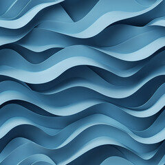 Obraz premium Light blue abstract seamless pattern of 3d waves in pale pastel colors. Minimalistic high tech style for print, fabric or web design.